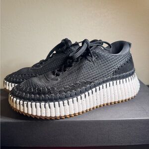 Chloe Nama Black and White Platform Sneakers
